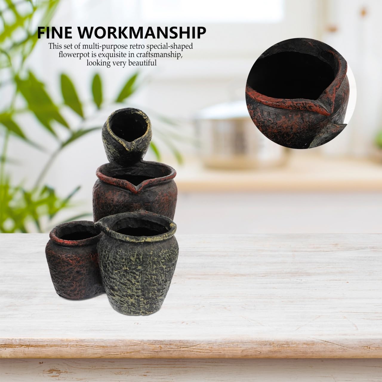 Cabilock 1 Set Succulent Plant Pots Mini Flower Planter Garden ers Flower Pots for Indoor s Mini Counter Decor Creative er Decorative Small Vase Resin Office