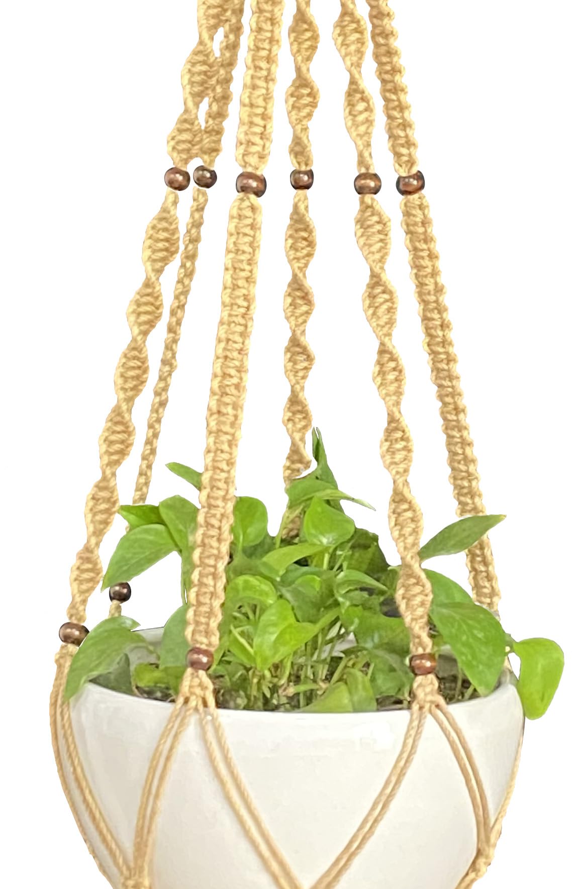Plant Hanger Macrame Hemp Rope 6 Legs 51 Inches for Indoor Outdoor, Living Room, Kitchen, Deck, Patio, High and Low Ceiling with Size of 10-12 inches Without The Pot