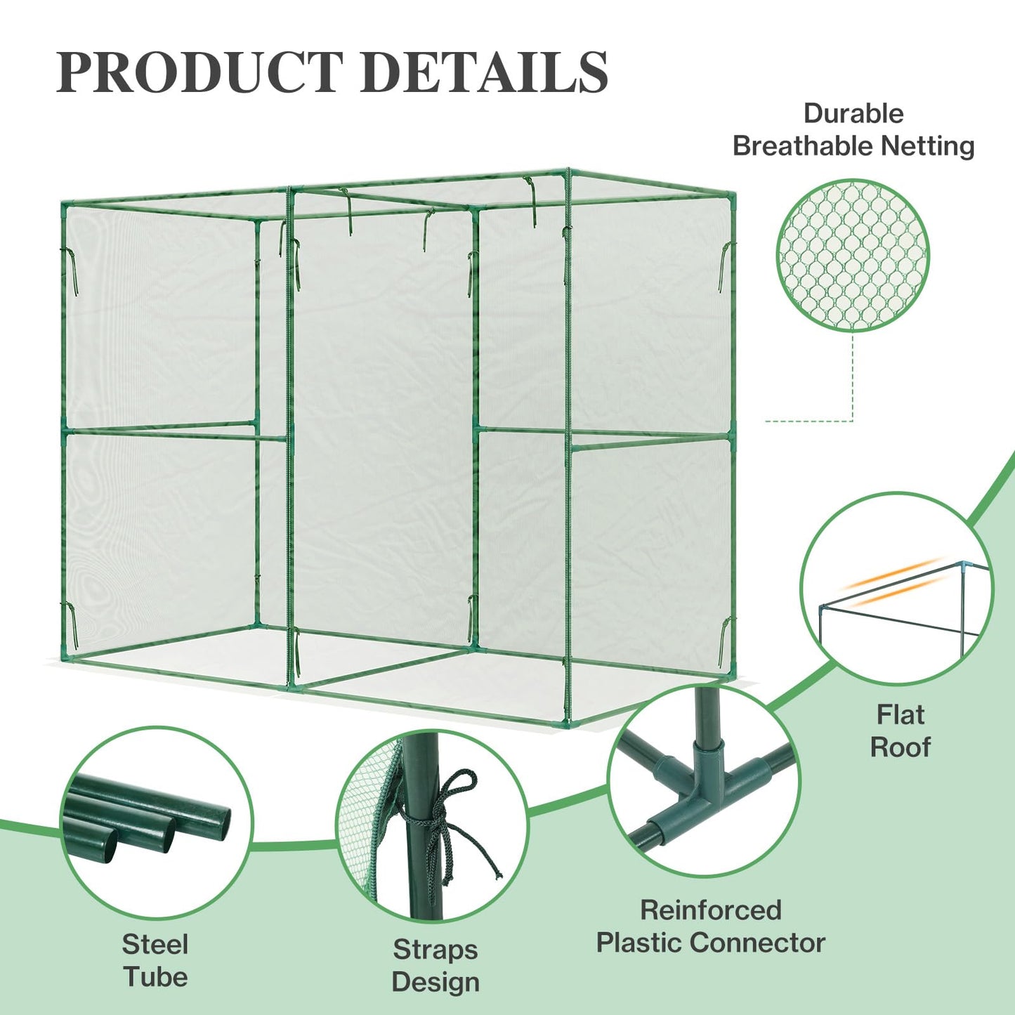 BPS Crop Cages for Garden Plant, 8x4x6 Ft Plant Netting Protection Tent with Zippered Door for Plants, Raised Garden Bed Cover with Frame for Vegetables, Fruits and Flowers