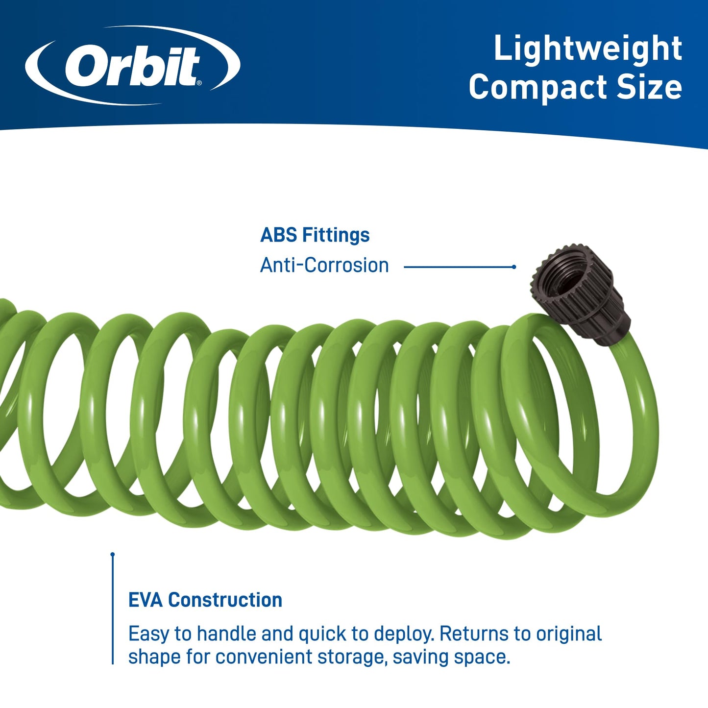 Orbit 26380 Coil Garden Hose, 25 Feet, with 8-Pattern Hose Nozzle (Green)