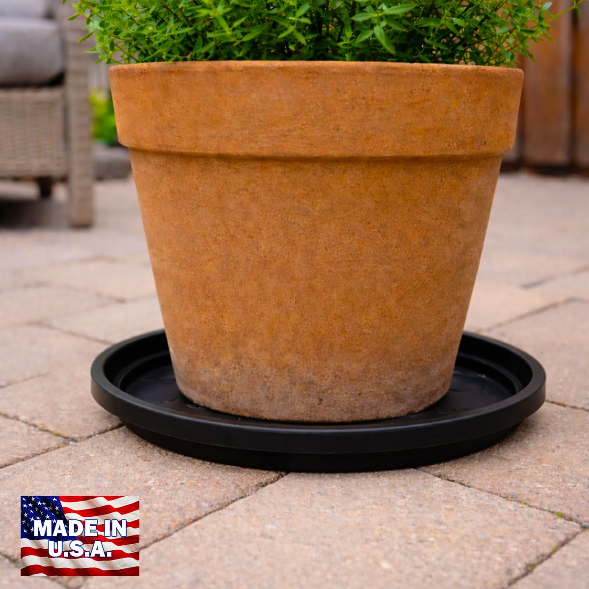 smart spring 10 Inch Plant Pot Tray USA Made – Durable Plastic Flower Pot Saucer – Plant Water Catcher for Indoor Outdoor Garden (6, Midnight Black)