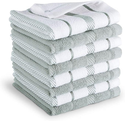 KitchenAid Albany Dishcloth 8 Pack Set, Matte Grey/White