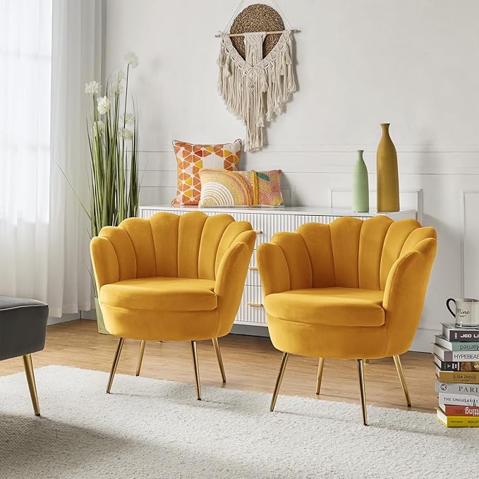 HULALA HOME Velvet Accent Chairs Set of 2