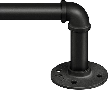 Zeerobee Curtain Rods for Windows 32 to 48, 1 Inch Industrial Wrap Around Black Curtain Rod, Indoor/Outdoor Room Divider Adjustable Drapery Pole, 32"-48"