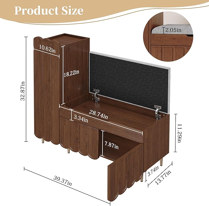 3More Shoe Organizer Cabinet, Entryway Bench