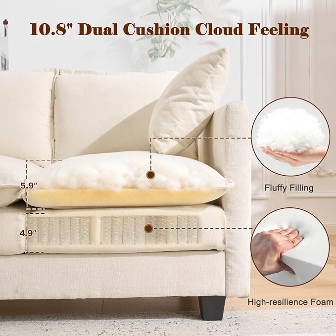 Loveseat Sofa Cloud Sofa Couch 50'', Modern Loveseats 2 Seat Couch 27" Deep Seat