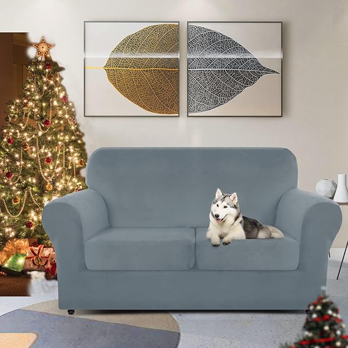 ZNSAYOTX Luxury Velvet Sofa Cover 3 Piece Stretch Loveseat Covers