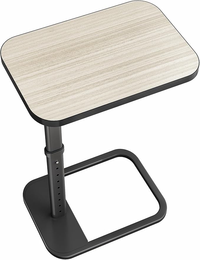 Driftwood Grey TV Tray Table, Adjustable Height & Rounded Metal Corners