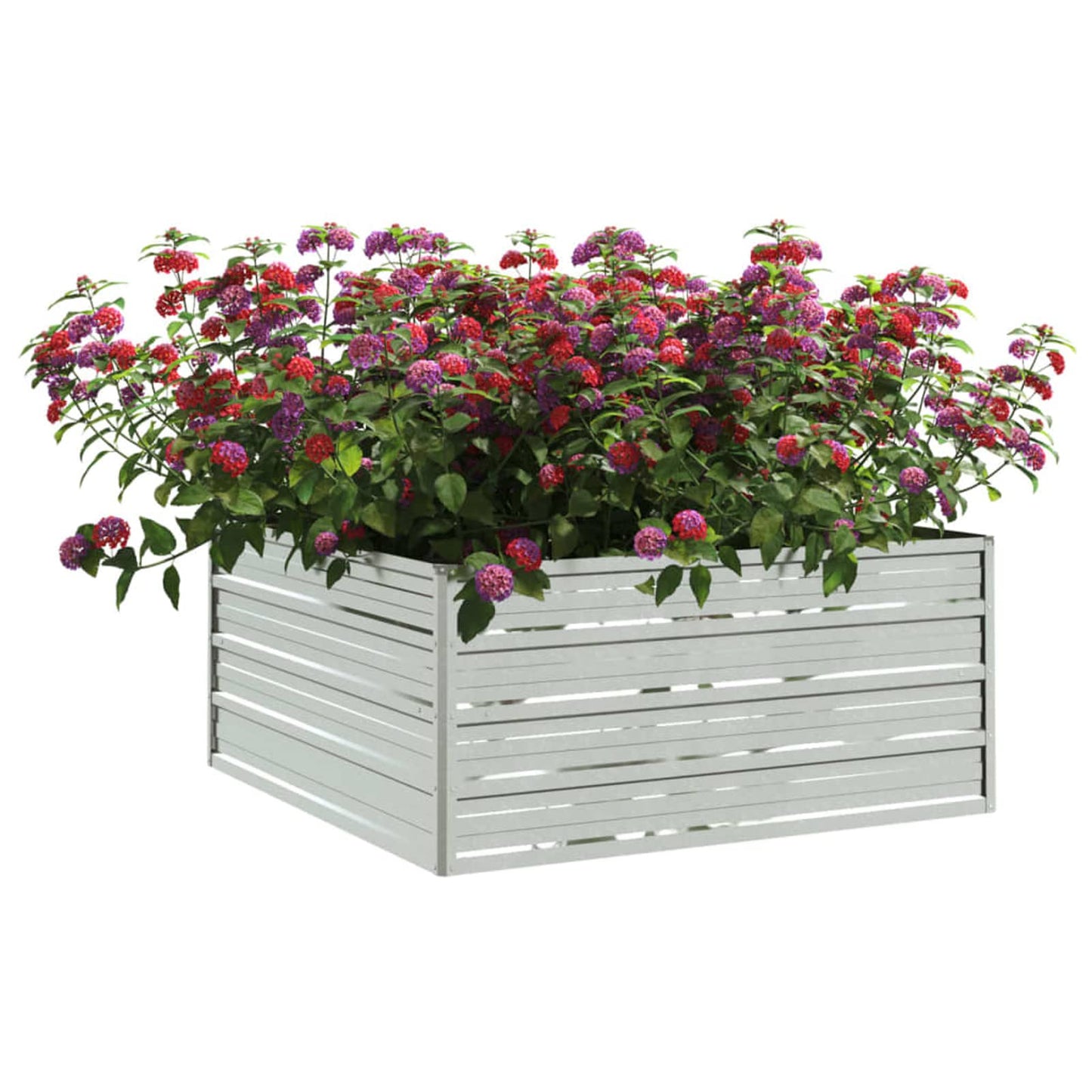 Homgoday Raised Bed Metal Garden Raised Bed Planter Flower Box Plant Bed Vegetable Bed Cold Frame Raised Bed for Garden Balcony 100 x 100 x 45 cm Galvanised Steel Silver