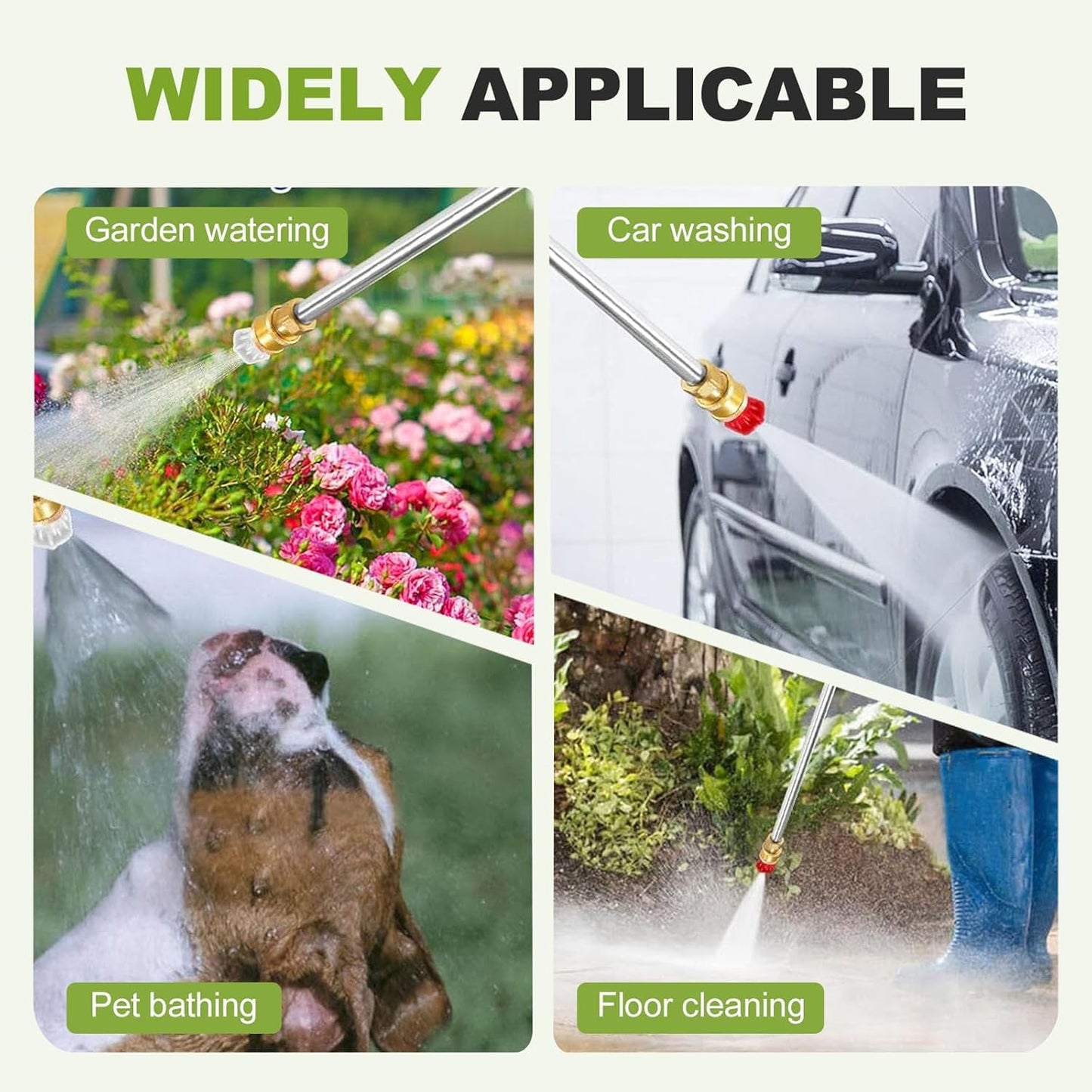 Jet Nozzle Power Washer for Garden Hose, Upgraded High Pressure Washer Wand with 3 Color-Coded Nozzles, Hydro Jet Power Washer for Car Washing, Window, Patio & Outdoor Cleaning (Grey)