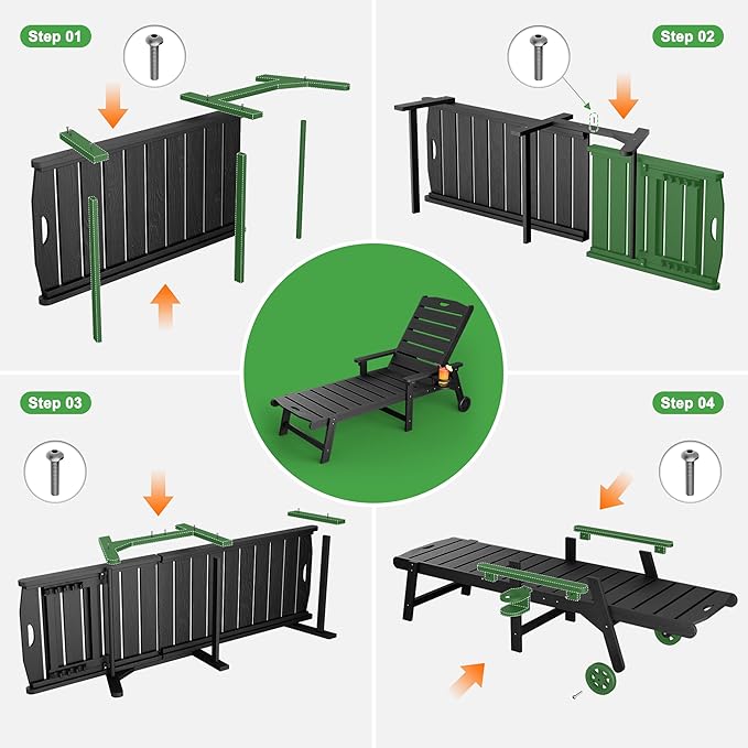Outdoor Lounge Chair Set of 4