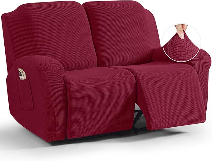 TAOCOCO Recliner Loveseat Slipcover, 6 Pieces Dual Recliner Sofa Covers