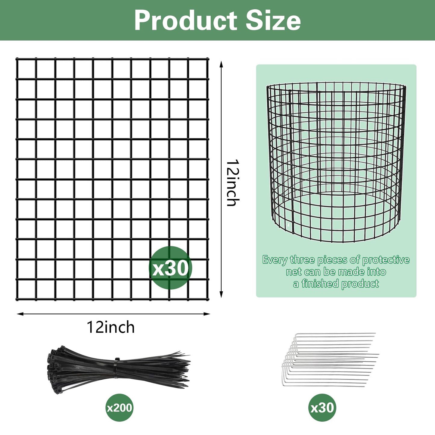 Yudlto 10 Pack Plant Protectors from Animals, 12×14in Wire Plant Protector Covers, Metal Garden Cloche with Ground Stakes and Zip Ties for Deer and Rabbit Protection in Outdoor Gardens