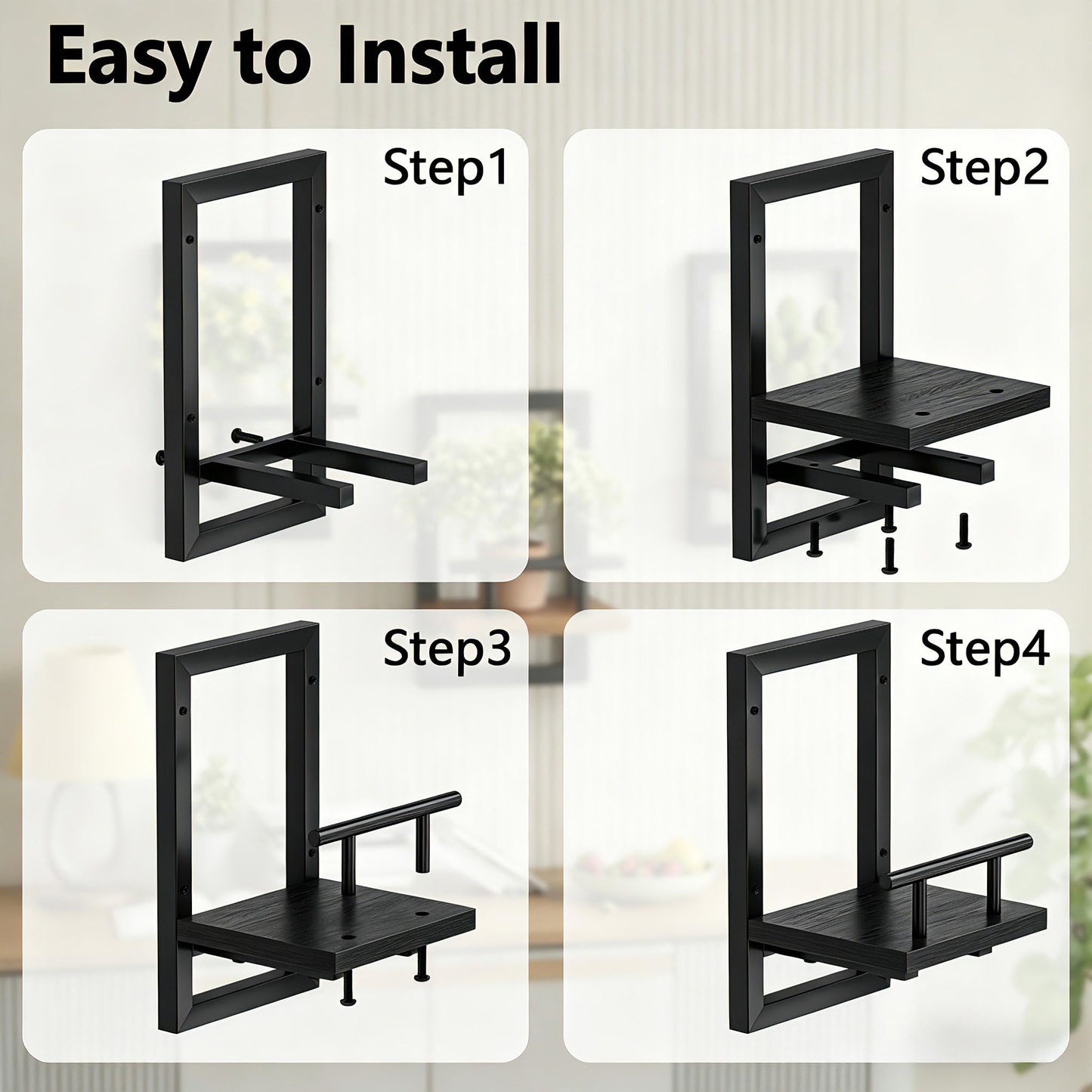 Sbosbo Floating Shelves for Wall, Plant Shelf Indoor, Wall Planters for Indoor Floating Plant Shelves for Bedroom, Living Room, Kitchen, Office, Bathroom Decor (Black, 2 Pack)