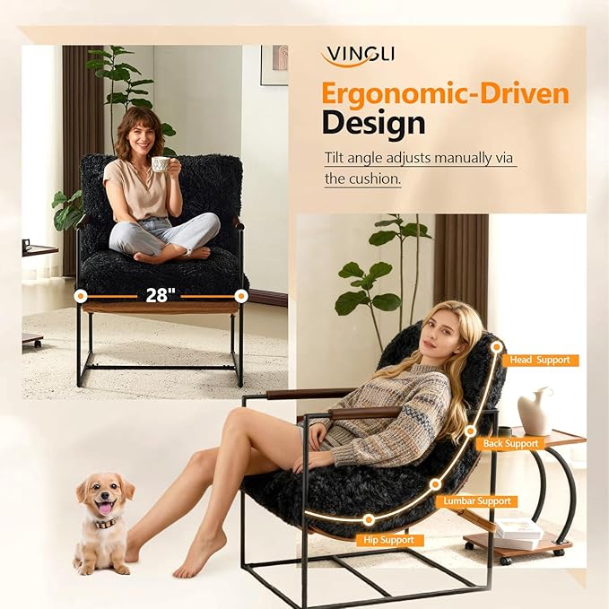 VINGLI 28" Wide Plush Upholstery Sling Modern Accent Chairs Set of 2, Cute