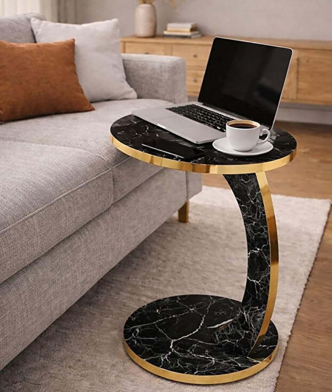 Luxury C Shaped Golden Effect Side Table