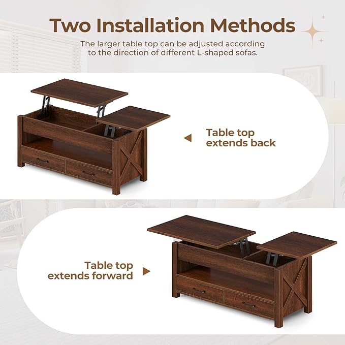 Seventable Coffee Table, 47.2" Lift Top Coffee Table