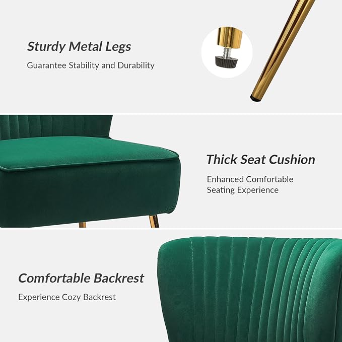 HULALA Home Velvet Accent Chair, Modern Upholstered Cute Side Chair