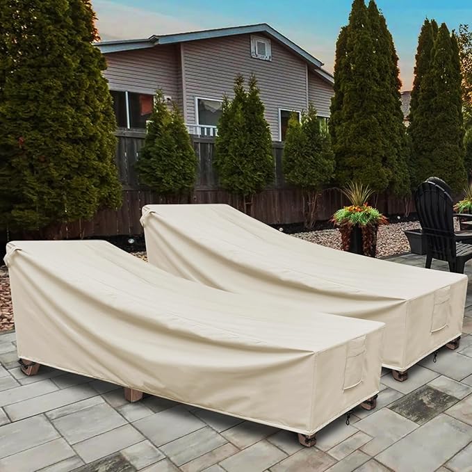 Outdoor Chaise Lounge Covers Waterproof Patio Lounge Chair Covers, 600D