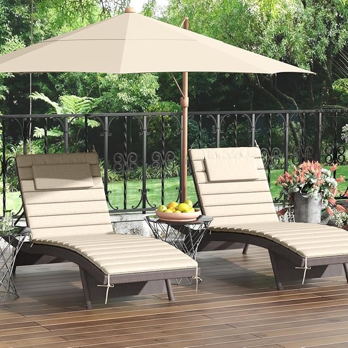 Sundale Outdoor Olefin Quilted Lounge Cushion Set of 4, Patio Foldable Chaise
