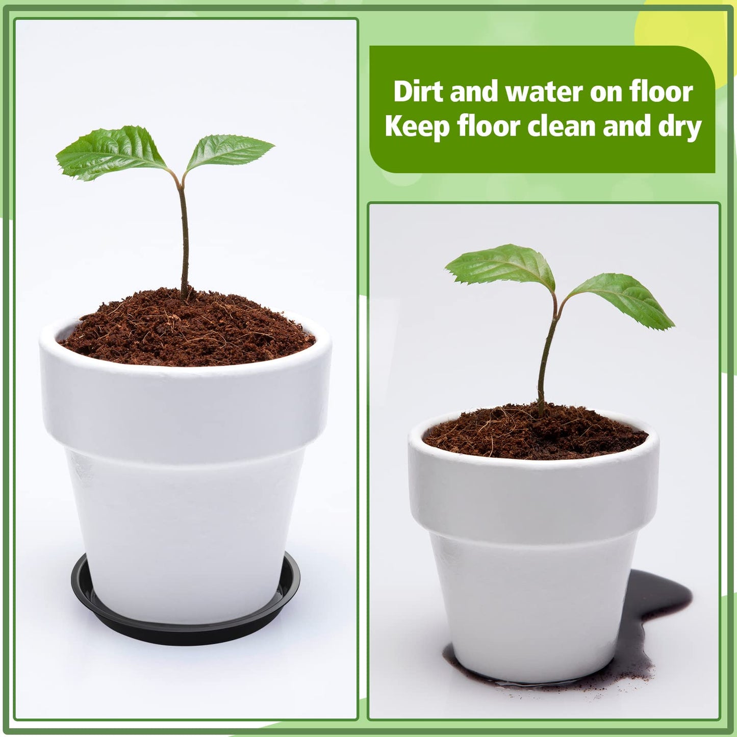 Honeydak 48 Pieces Plant Saucer Potted Plant Trays Round Plastic Drainage Tray Sturdy Drip Flower Saucers for Potted Indoor Outdoor Home Garden, 4/6/ 8/10/ 12/13 inches (Black)