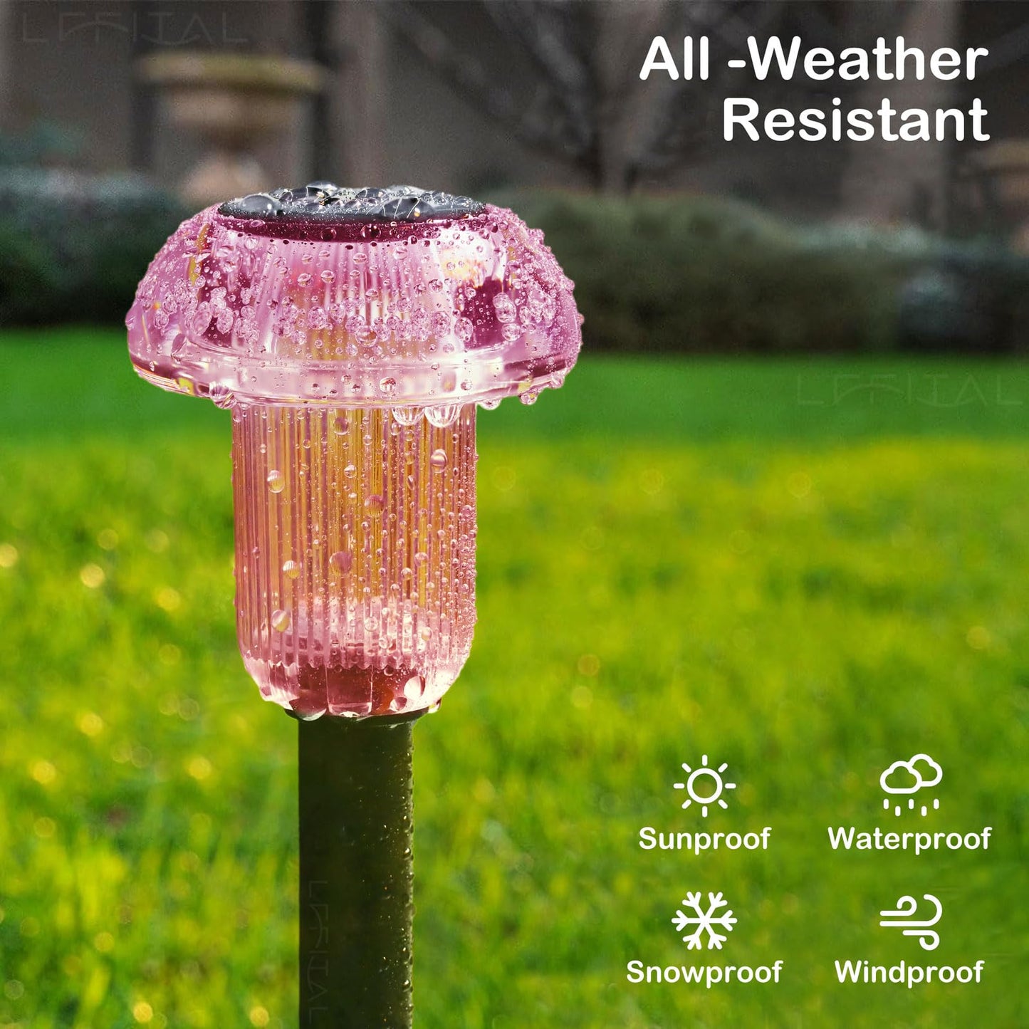 Lffital 16 Pack Halloween Solar Lights Outdoor Hot Pink Solar Pathway Lights Outdoor Purple Mushroom LED Waterproof Lighting Stake for Outside, Yard, Path, Garden, Lawn, Patio, Landscape Decorations