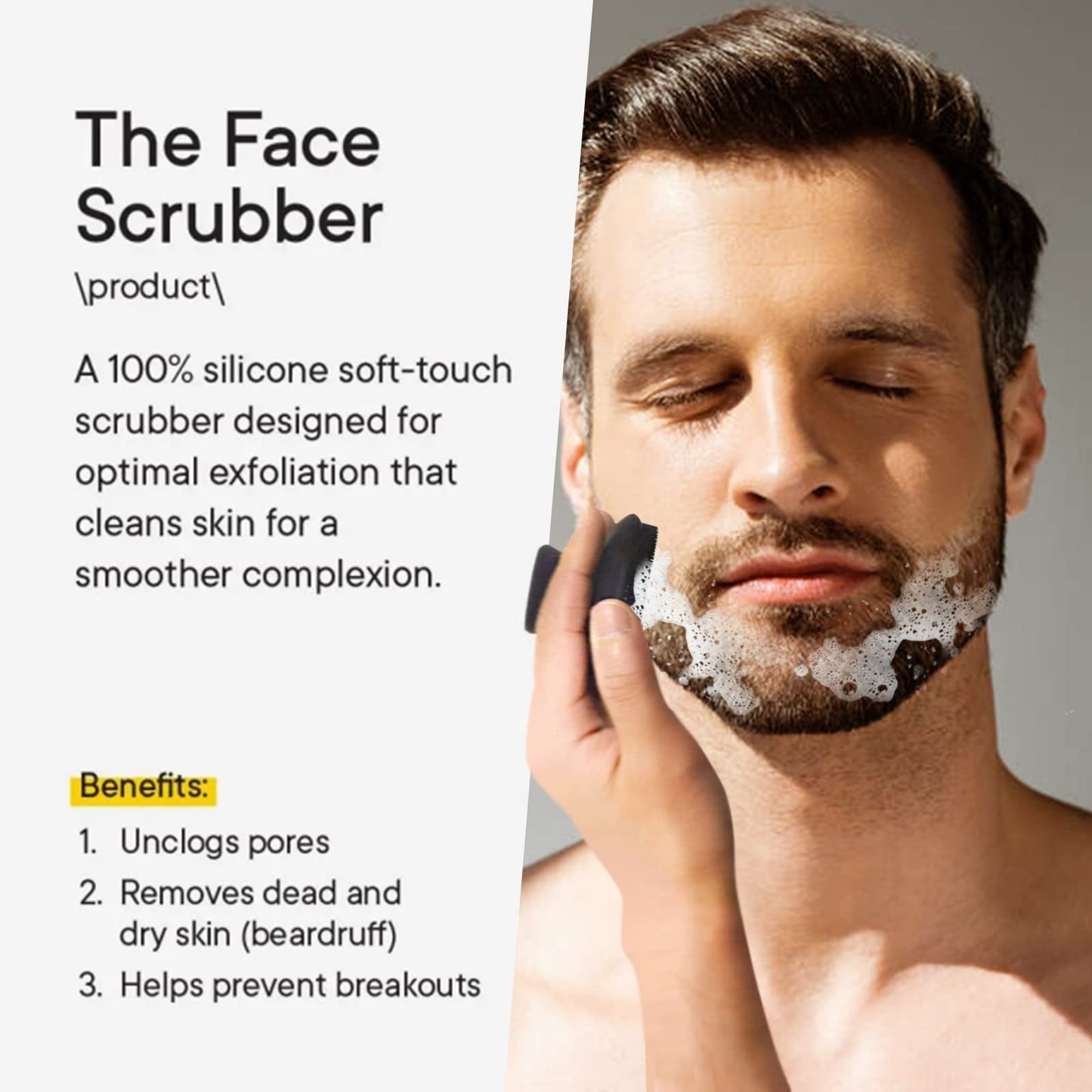 VWMYQ Face Scrubber, Silicone Face Scrubber for Men Facial Cleansing Brush Silicone Face Wash Brush Manual Waterproof Cleansing Skin Care Face Brushes for Exfoliating- Black