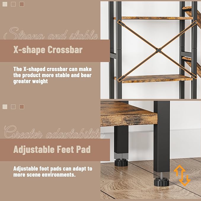 INNOD Triple 4 Tier Book Shelf, Large Industrial Bookcase