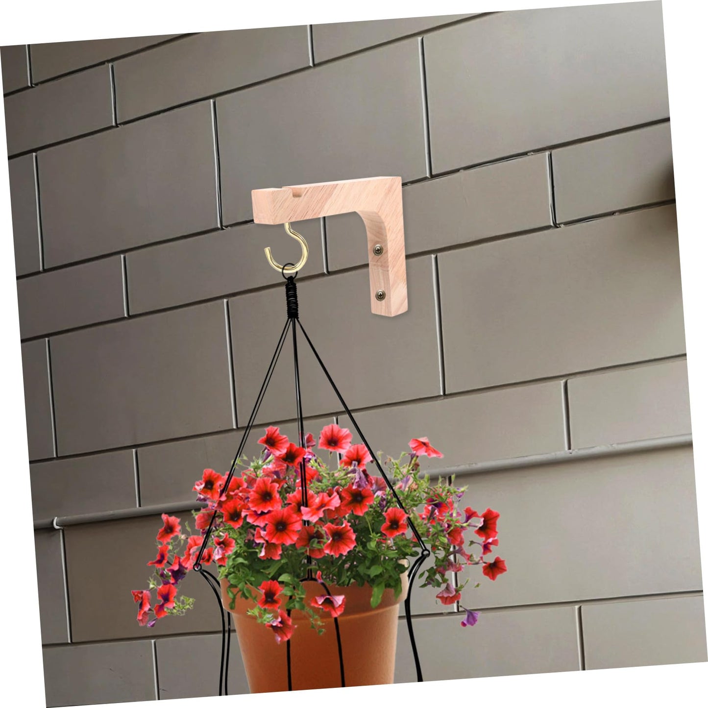 SEWOART Wooden Plant Hanger Hooks 2pcs Wall Mount Heavy Duty Plant Brackets for Indoor Outdoor Hanging Planters Natural Wood Finish Supports