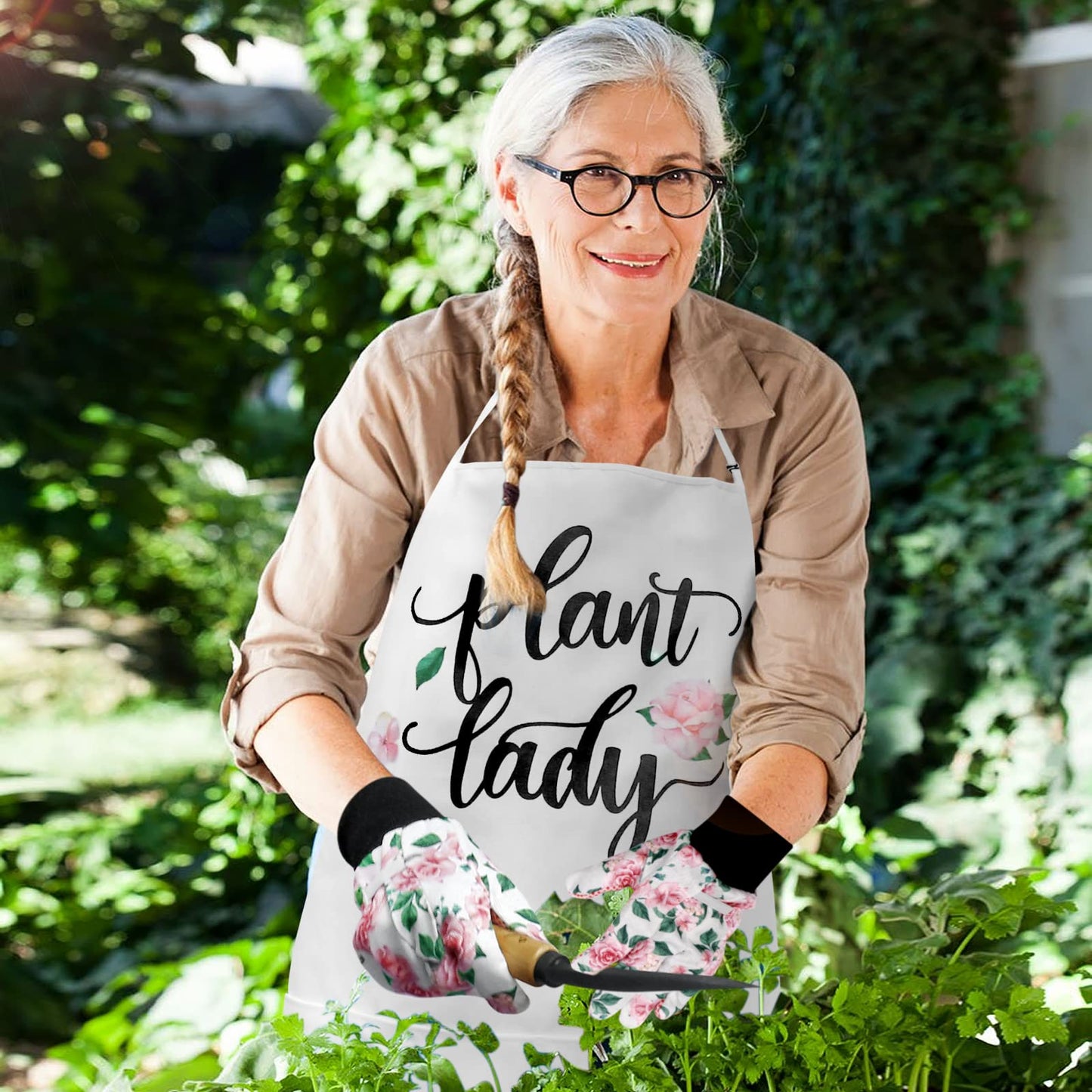 Percozzi Plant Lady Gardening Tool Gifts for Mom Gardening Tools Kit Planting Tools Straw Hat Floral Apron Glove for Her Mother Spring Grandmother Plant Lover Gift Horticulture Starter