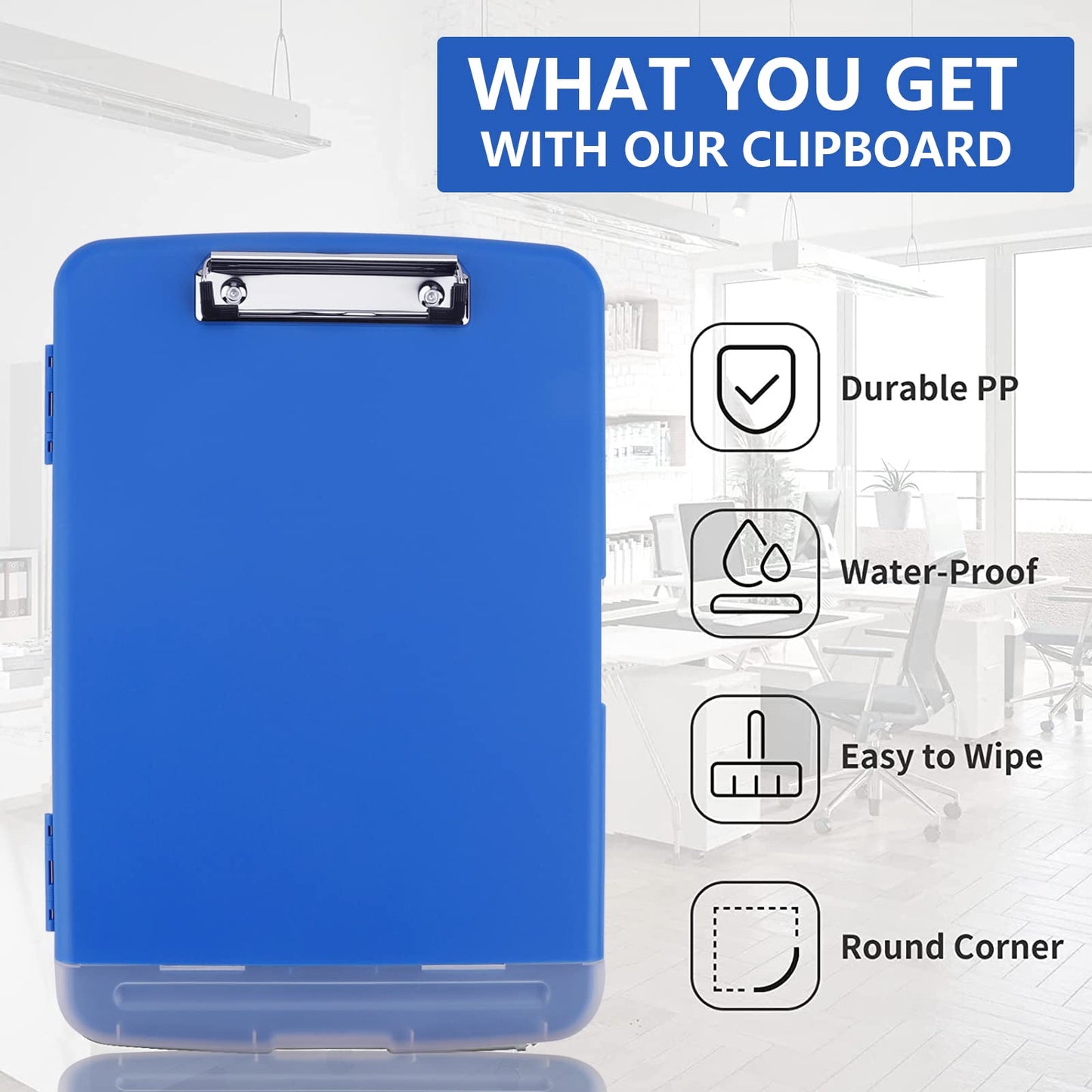 SFLHHDM Storage Clipboard with Pen Holder, High Capacity Clipboards for Classroom, Clip Boards 8.5x11 with Storage, Low-Profile Clip, Lightweight Plastic Clipboard for Kids, Lawers, Office Workers