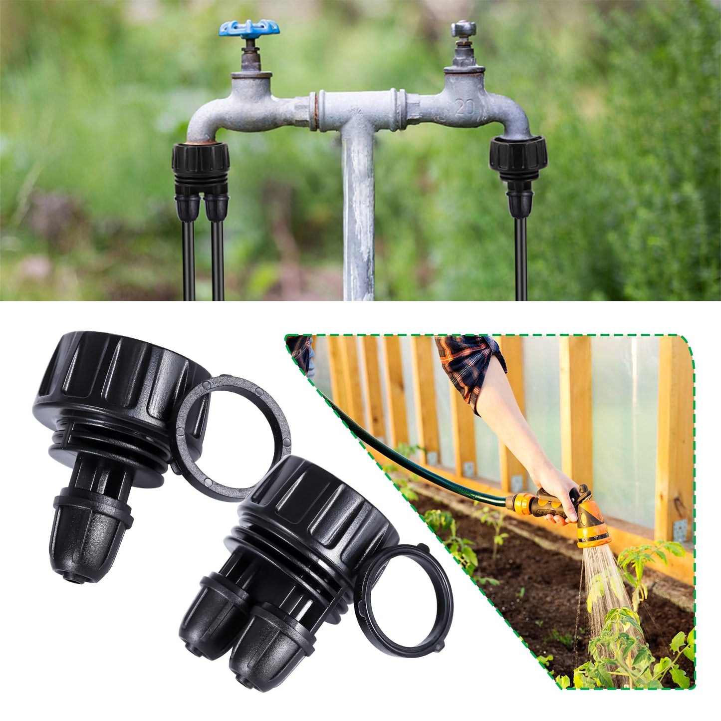 5 Pcs Hose Adapter Kit, Y Water Splitter 1-Way/2-Way Convert 3/4 Inch Female GHT to 1/4 Inch Irrigation Tubing Connectors, Garden Faucet Connectors for Irrigation Misting System