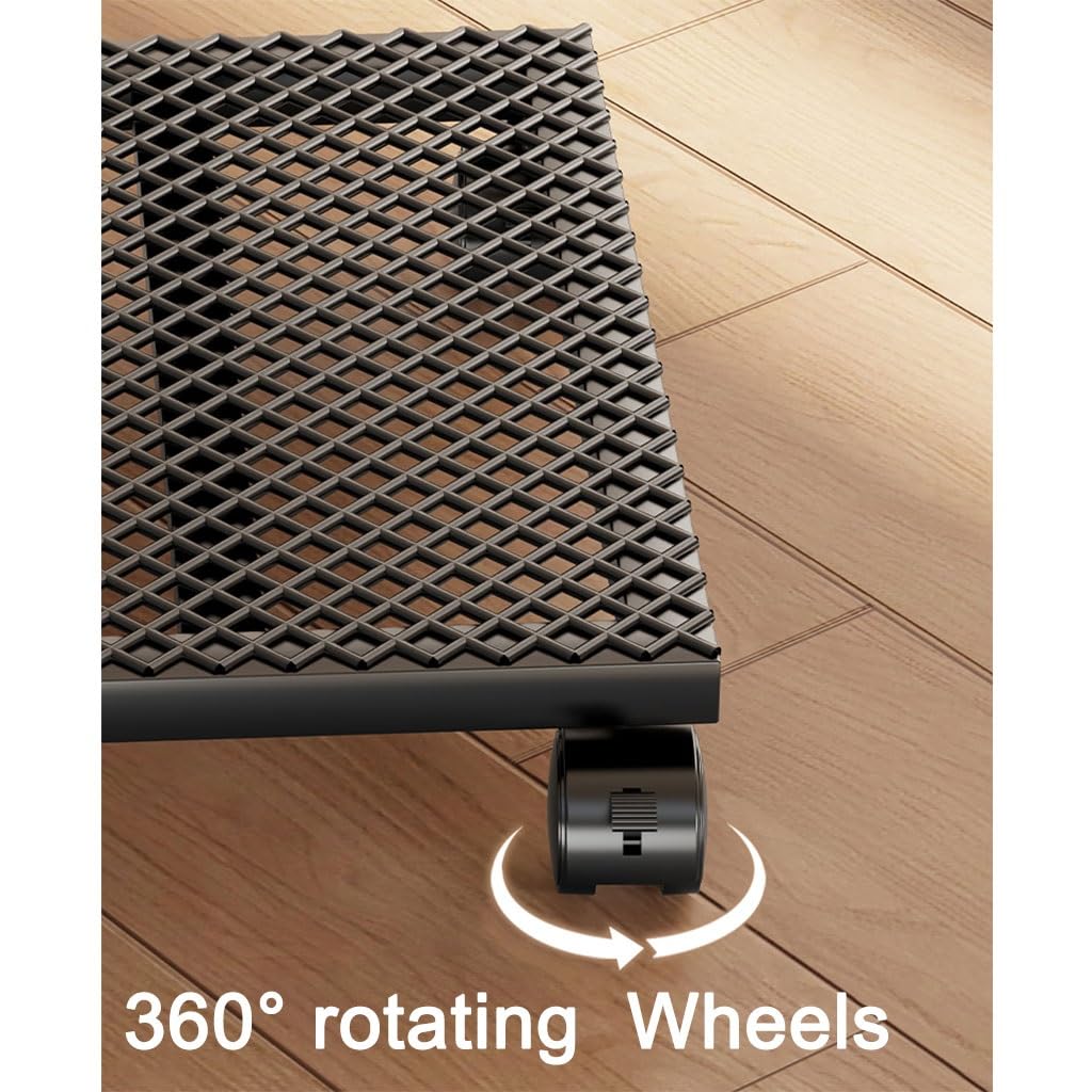 YCKEGEW Rectangle Metal Plant Pot Stand Feet,Flower Dolly Movable Wheels Rolling Stand Trolley Planter Caddy with Lockable Caster,for Large Plant Mobile(Black,A-50x24cm)