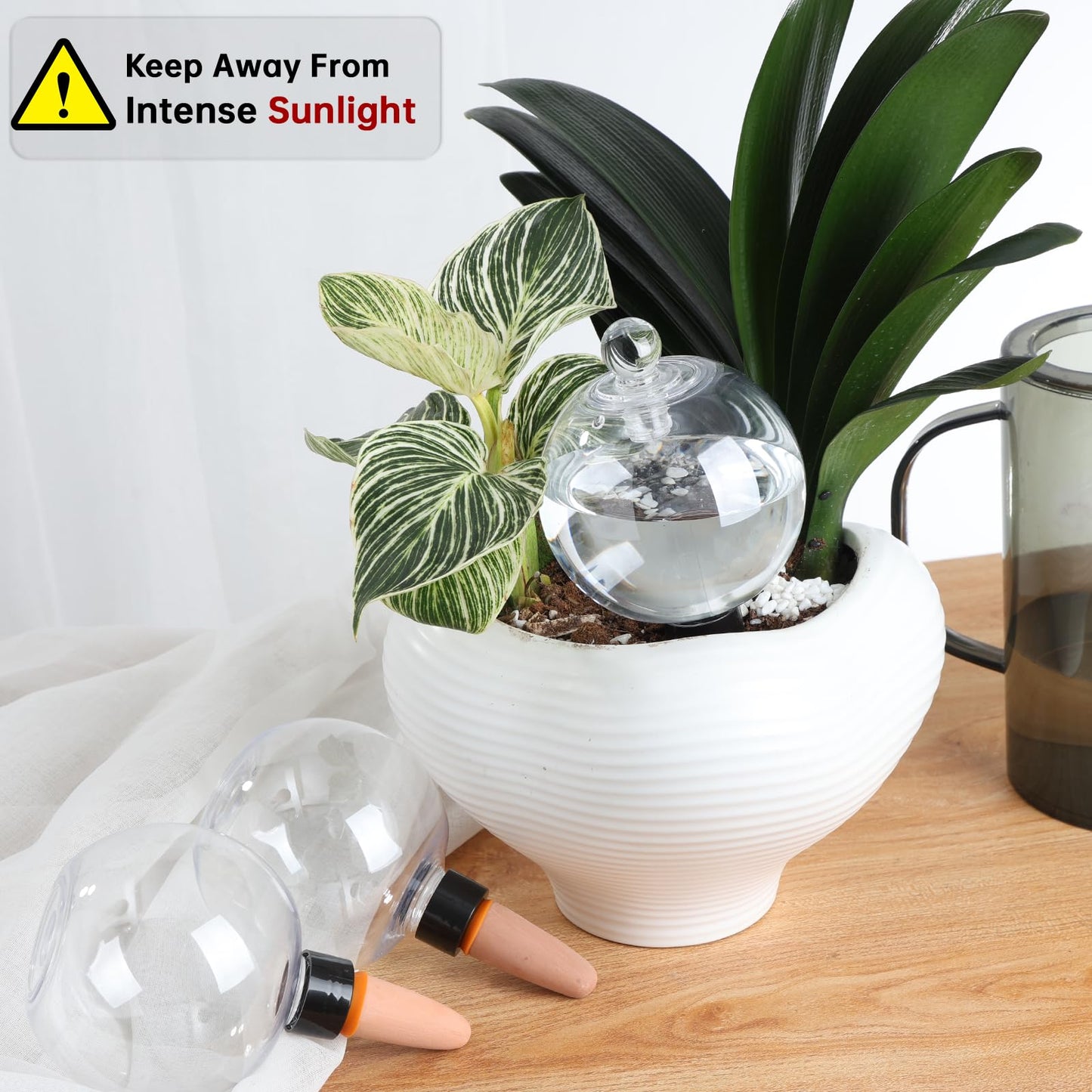 Ansberta 4 Pack Plant Watering Globes with Covers 17oz Self Watering Planter Insert, Plastic Water Bulbs, Indoor/Outdoor Plant Watering Devices for Automatic Drip Irrigation