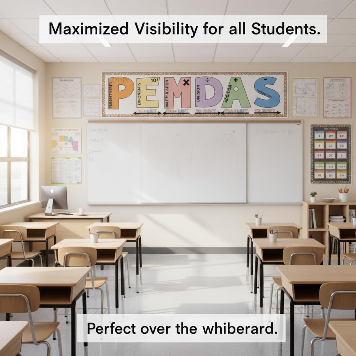 Crtiin Order of Operations Math Poster 11.8 Inch Pemdas Math Posters Mathematics Classroom Banner Decorations for Elementary Middle School Classroom Playroom Bedroom