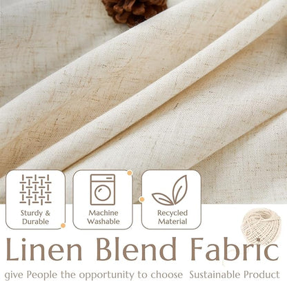 jinchan Linen Textured Tier Curtains 24 Inch for Kitchen Windows Country Farmhouse Cafe Small Curtain Rustic Light Filtering Half Curtains for Living Room Laundry Bathroom Rod Pocket 2 Panels Crude