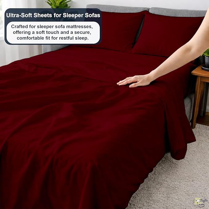 Cottington Lane Sleeper Sofa Sheets Queen Size, 4 Piece Premium Quality 100%
