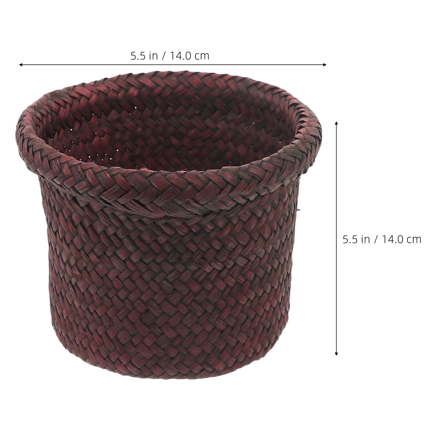 NUOBESTY Round Seagrass Planter Basket: 5.5x7.1" Woven Pots Cover Plant Pots Containers - Wicker Plant Basket Desktop Sundries Container - for