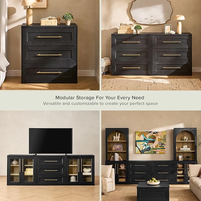 mopio Blake 3 Drawer Dresser for Bedroom, Chest of Drawers, Wood Dresser