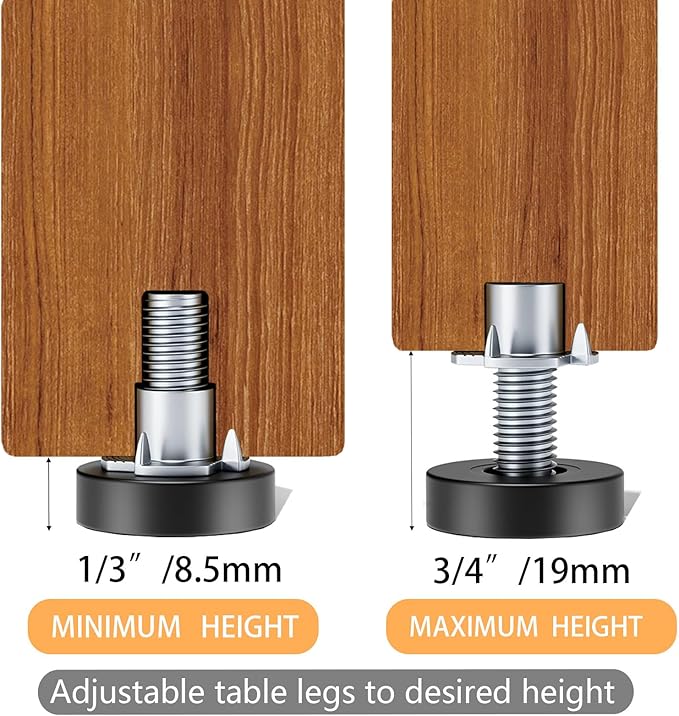 1/4" Thread Leveling Feet, Threaded Screw-in Table Feet