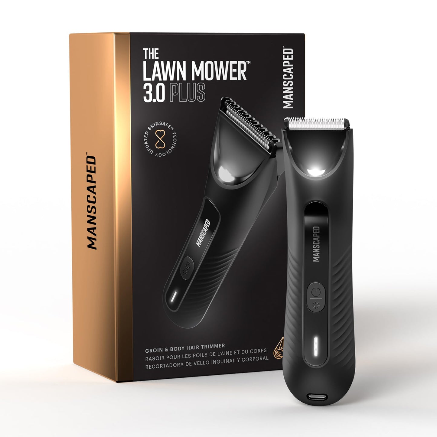 MANSCAPED® The Lawn Mower® 3.0 Plus Groin & Body Hair Trimmer – Updated SkinSafe™ Trimmer Blade, Waterproof Wet/Dry Groomer, USB-C Rechargeable, Men’s Wireless Ball Shaver
