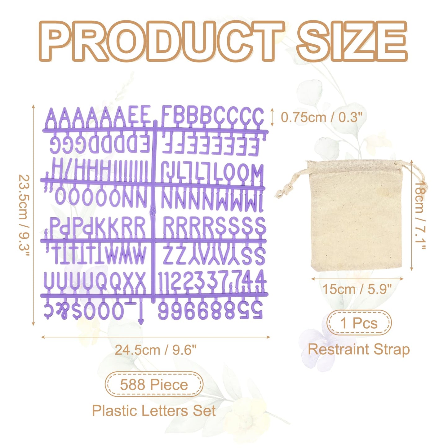 PATIKIL 588 Piece Plastic Letters Set for Felt Letter Board, Purple Alphabet Message Board Accessories Including Letter Numbers with Restraint Strap for Cafe, Wedding, Birthday