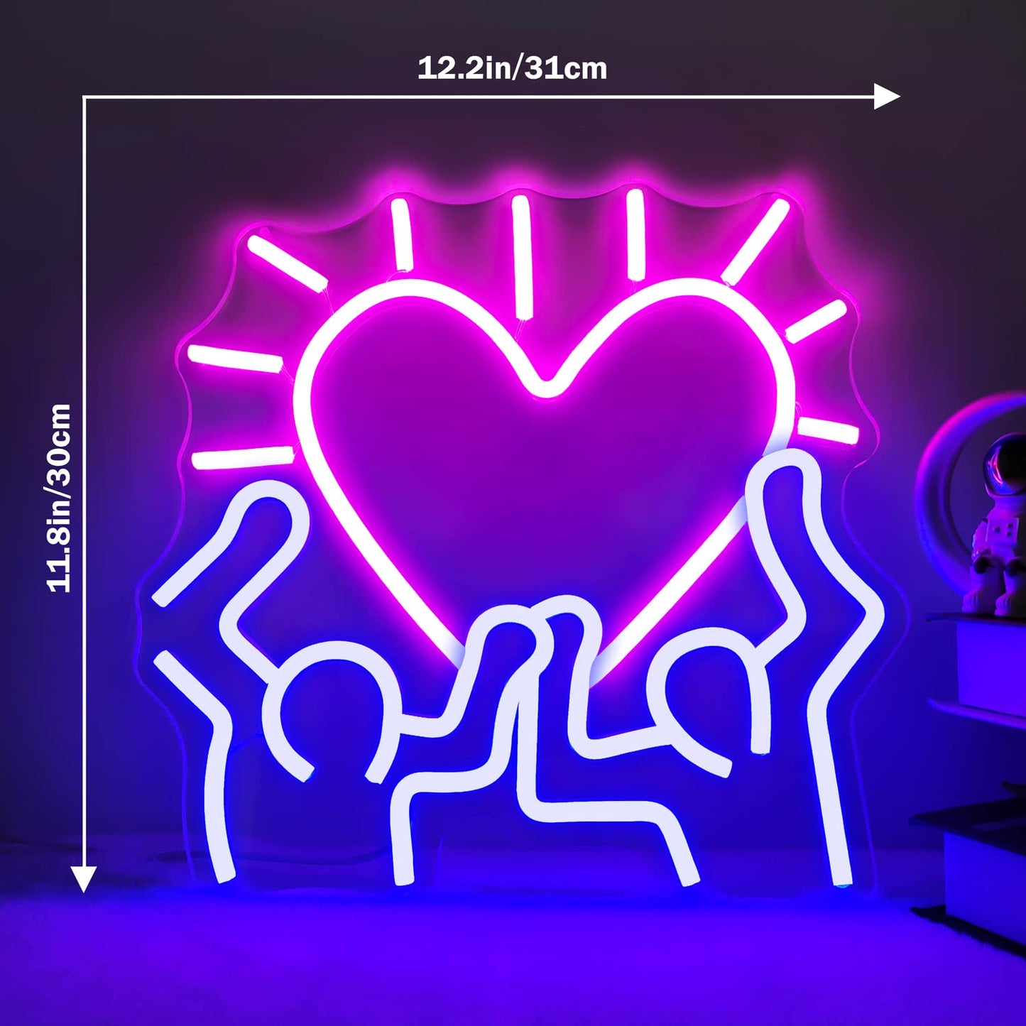 Graffiti Heart Neon Sign LED Signs for Wall Dimmable Heart Neon Light Up Signs for Bedroom Man Cave Neon Wall Art Decor Gifts for Teens