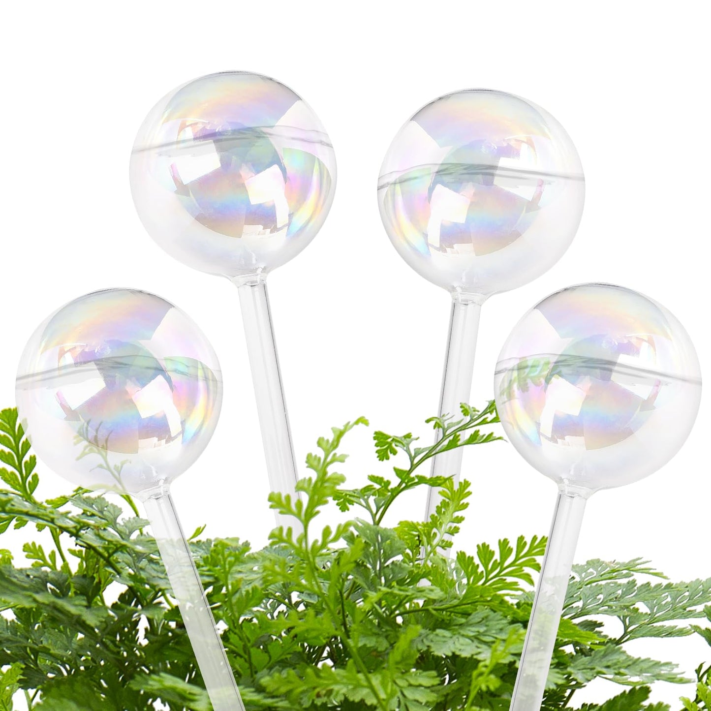 Farady Plant Watering Globes, Iridescent Rainbow Glass Water Bulbs Self Watering Spikes Planter Insert Automatic Plant Watering Device for Indoor and Outdoor Plants (4Pcs, Ball Shaped)