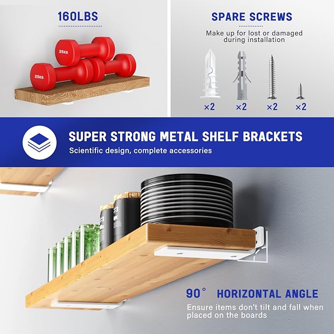 Goovilla Shelf Bracket, Heavy Duty Floating Shelf Brackets 6 inch Long