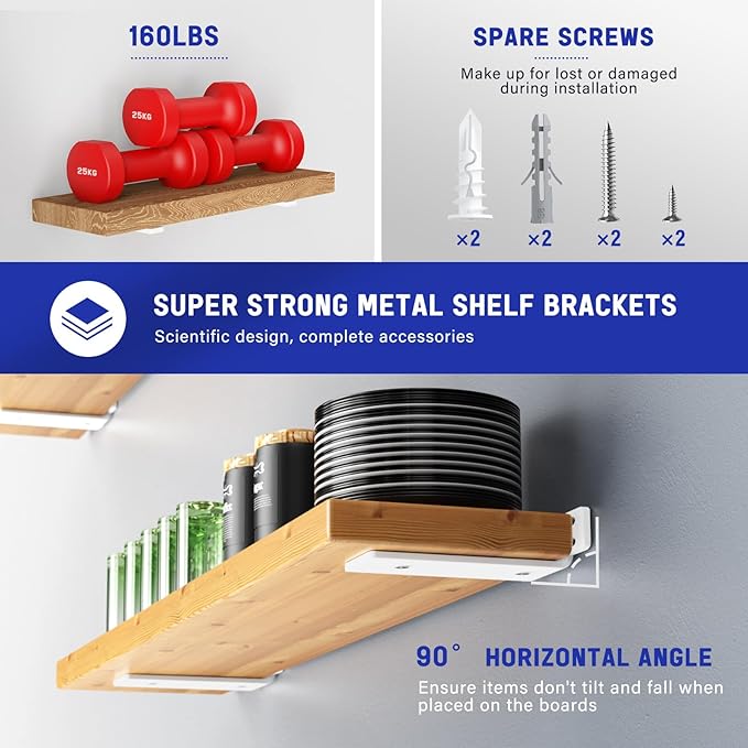 Goovilla Shelf Bracket, Heavy Duty Floating Shelf Brackets 4 inch Long