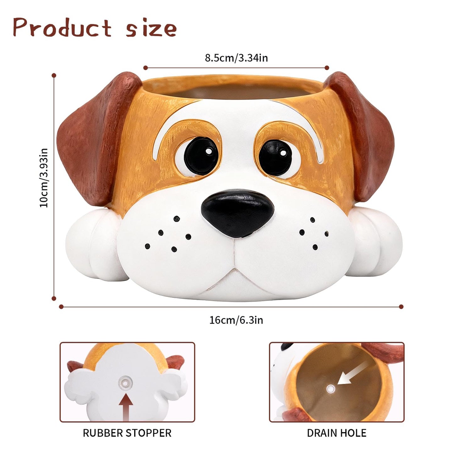 Toparad Dog Resin Planter Pot - Funny Animal Plant Pots for Home Office Decor, Cute Flower Pot with Drainage Hole for Indoor Outdoor Plants, Unique Succulent Pots Gift IdeaI for Plant Lovers