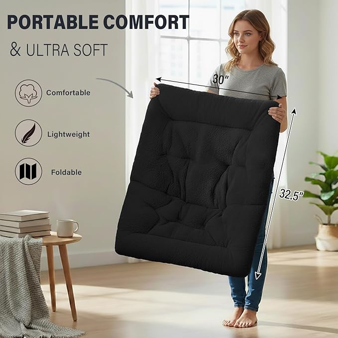 Tiita Comfy Folded Chair, Soft Faux Fur Oversized Folding Accent Chair