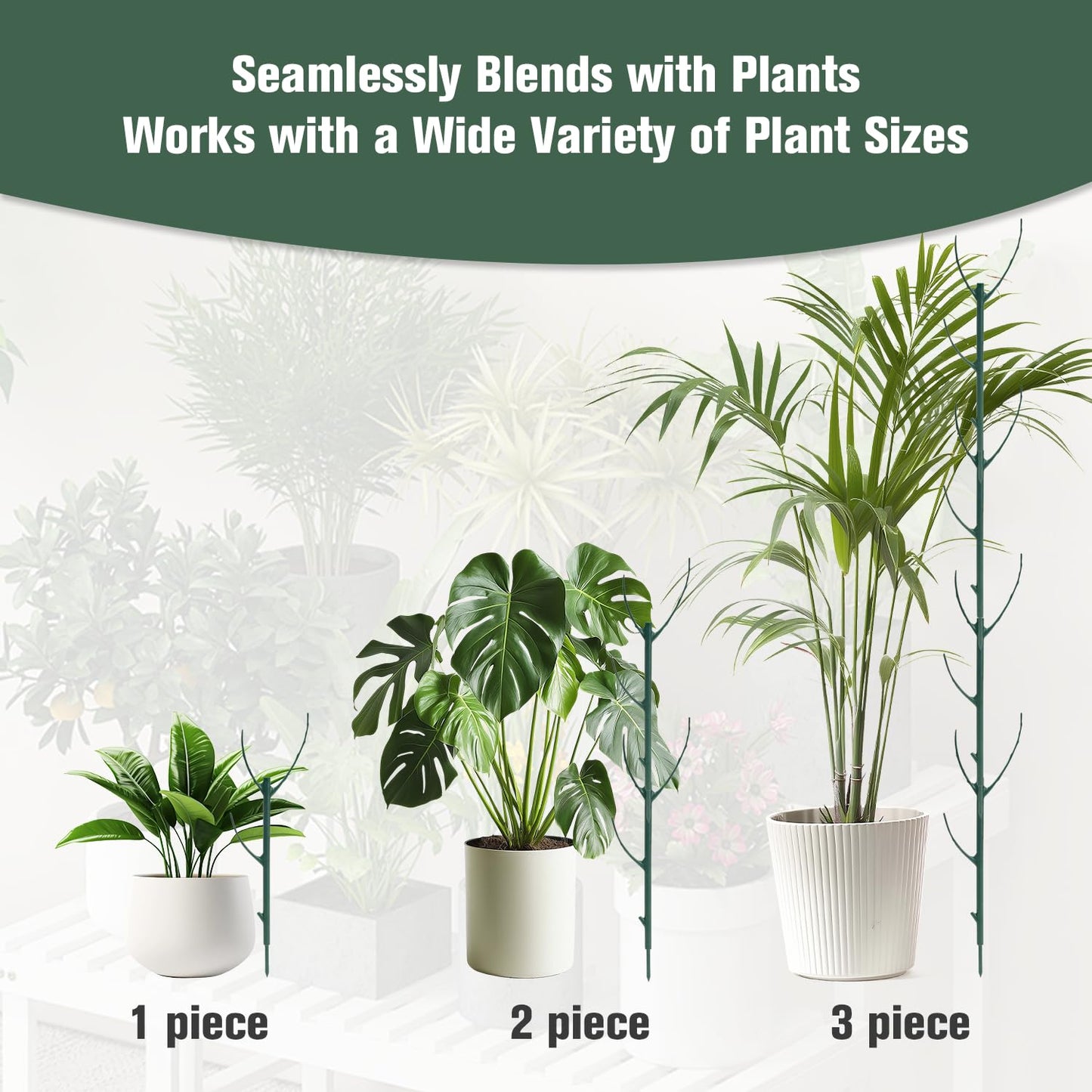 10pcs Adjustable Plant Support Pole, Stackable for Indoorand Outdoor Use, Garden Accessories for Supporting.Monstera and Climbing Potted Plants