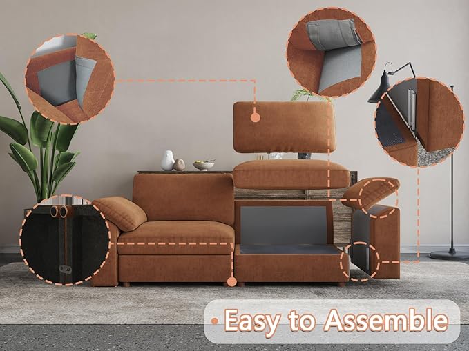 EASE MOOSE Modular Sectional Couch, Oversized Deep Seat U Shape Sectional Couch